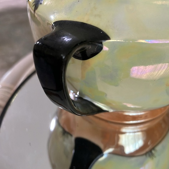 ART DECO VINTAGE SUGAR BOWL & LID IMIETO CHINA PEACH YELLOW LUSTERWARE - Picture 12 of 15